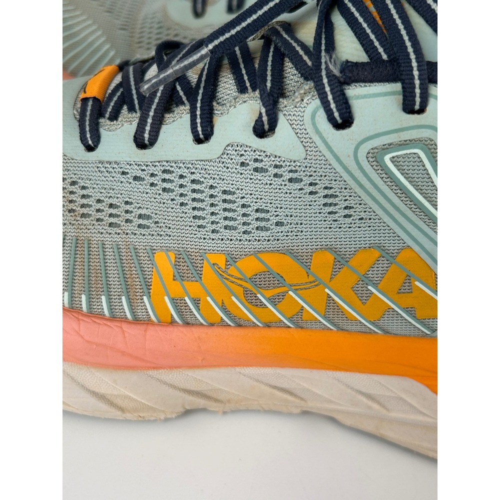 Hoka One One Bondi 7 Running Shoes Women 9 Blue Orange Jogging performance - Picture 4 of 11